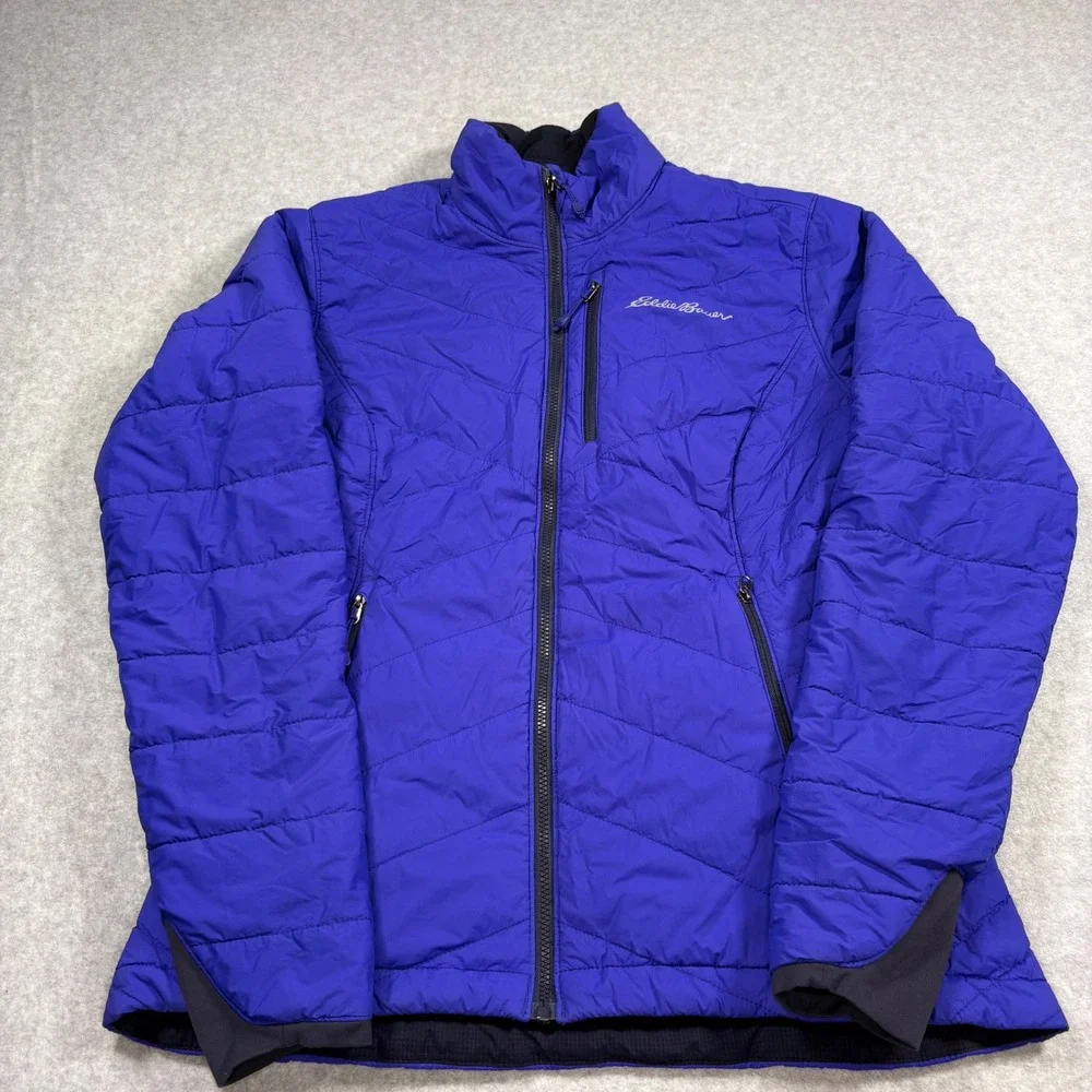 Eddie Bauer Kids Reversible Puffer Jacket Blue Navy Full Zip Quilted Coat